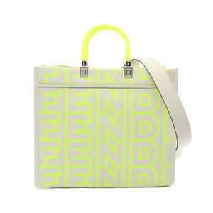 FENDI Marc Jacobs SUNSHINE Leather Tote Bag Gray Green